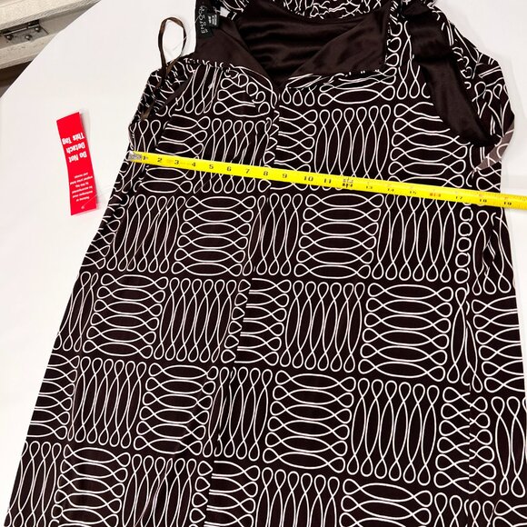 New En Focus Women’s Sleevless‎ Dress Size 16W Brown/White - Picture 3 of 6